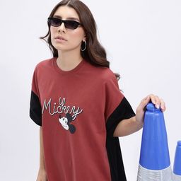Kook N Keech Mickey Print Pure Cotton T-shirt Mini Dress-image-40