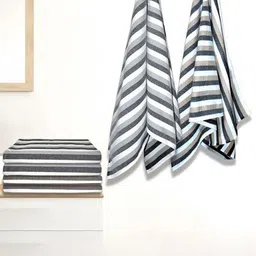 Myntra Elegant Homes White & Grey 5 Striped Cotton 150 GSM Bath Towel-image-67