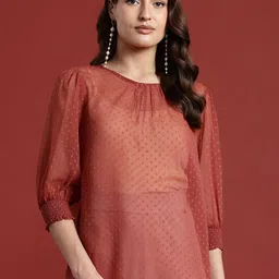 all about you Dobby Weave Sheer Top-image-23