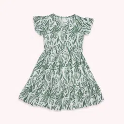 Pantaloons Junior Green Cotton Printed Dress-picture-1