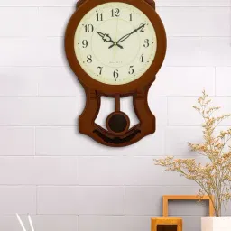 CHRONIKLE Elegant Vertical Brown Plastic Wall Clock-picture-10
