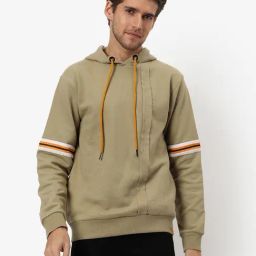 Campus Sutra Beige Cotton Regular Fit Hooded Sweatshirt-picture-42