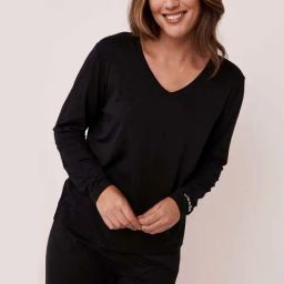 La Vie En Rose Black V Neck T-Shirt-image-39