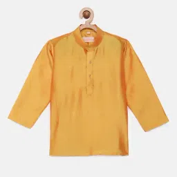 THANGAMAGAN Kids Light Orange Solid Full Sleeves Kurta-image-77