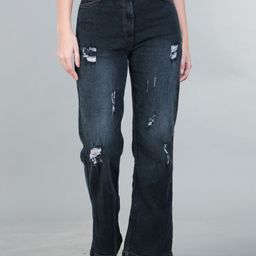 The Roadster Lifestyle Co. Black Women Flared-Fit High Rise Mildly Distressed Cotton Jeans-picture-17