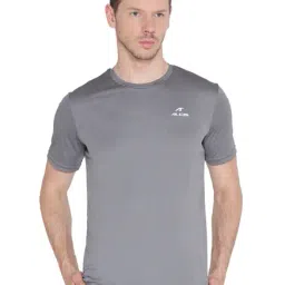 Alcis Grey Regular Fit Solid T-Shirt-image-10