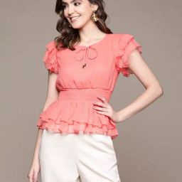 Label Ritu Kumar Coral Peplum Top-image-52