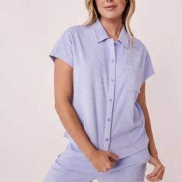 La Vie En Rose Blue Cotton Plain Shirt-image-83