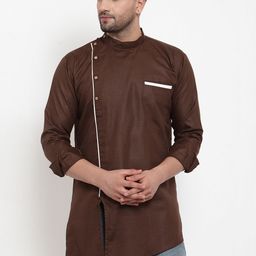 Benstoke Men Brown Solid Straight Kurta-image-18