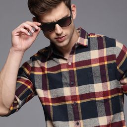 WROGN Men Slim Fit Opaque Checked Casual Shirt-image-43