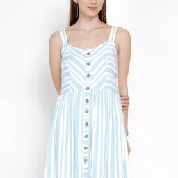IX IMPRESSION Blue Striped Dress-image-3
