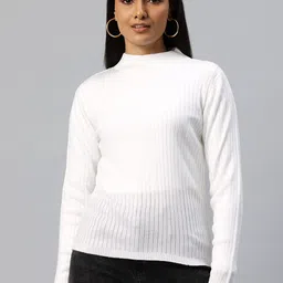 Pierre Carlo High Neck Acrylic Ribbed Pullover-image-47