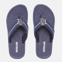 Woodland Men Navy Blue Striped Thong Flip-Flops-picture-28