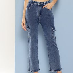 Aarika Women Light Fade Cargo Style Jeans-image-10