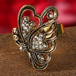 ANIKAS CREATION Gold-Plated White Stone-Studded Handcrafted Adjustable Finger Ring-29
