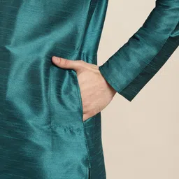 SOJANYA Men Teal Kurta with Pyjamas & Nehru Jacket image 4