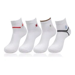 Bonjour White Printed Socks - Pack of 4-26