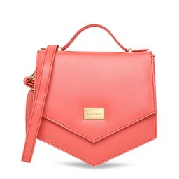 KLEIO Peach-Coloured Unique Shaped Sling Bag-9