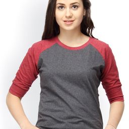 Campus Sutra Women Charcoal Grey T-shirt-image-46