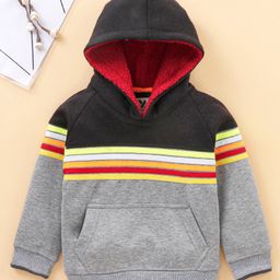 Yellow Apple Full Sleeves Hoodies Colour Block Print - Oatmeal Grey-27