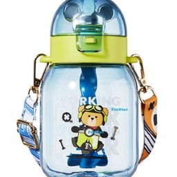 FunBlast Tritan Water Bottle with Straw & Adjustable Strap Blue  600 ML-image-44