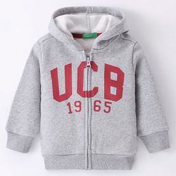 UCB Full Sleeves Hooded Sweatjacket Logo Print - Grey-picture-23