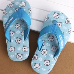 Cute Walk by Babyhug Slip On Flip Flop with Bear Print - Blue-image-78