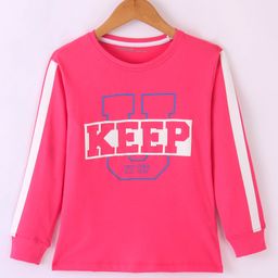 Doreme Single Jersey Full Sleeves T-Shirt Text Printed - Pink-image-15