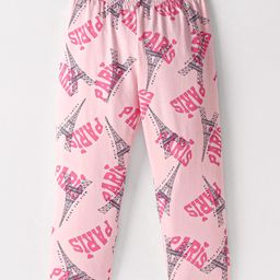 Doreme Cotton Single Jersey Knit Legging Eiffel Tower Print - Pink-1