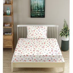 Trance Home Linen Pure Cotton Flat Single Bedsheet with 1 Pillow Cover- Soloce Peach-image-51