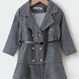 Kookie Kids Full Sleeves Front Open Collar Neck Trench Coat with Waist Belt - Black-image-22
