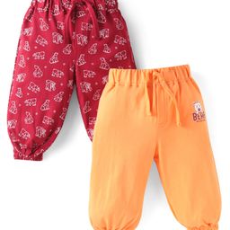 Doodle Poodle Single Jersey Knit Full Length Lounge Pants with Bear Print Pack of 2 - Dark Red & Orange-image-70
