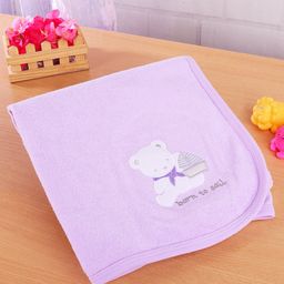 Simply Terry Cotton Knit Teddy  Embroidery Towel & Wrapper  L 80 x B 80 cm -  Lilac-picture-12