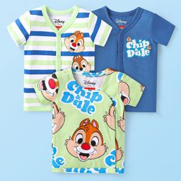 Babyhug Disney Cotton Knit Half Sleeves Jhablas With Chip N Dale Graphics Pack of 3 - Blue & Green-picture-2