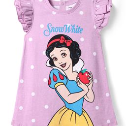 Babyhug Disney Single Jersey Knit Frill Sleeves Nighty With Snow White Graphics - Lilac-image-52