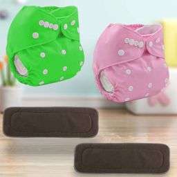 Sparkle Joy Washable & Reusable Cloth Diapers/Nappies Combo Pack of 2 Free size With 2 organic cotton Grey inserts - Green & Pink-22