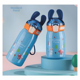 SCHOOLISH Cartoon Design Hot and Cold Water Bottle for Kids - Double Walled Vacuum Insulated Stainless Steel Bottle, Insulated Stainless Steel Bottle, Thermos Flask with Straw (530 ml)- Pack of 1- Color May Vary-picture-4