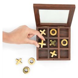Mittimate Wooden Tic Tac Toe (XO) Brain Teaser Game with LidInteractive 2-Player Board Game for Kids (6+) | Fun Indoor & Outdoor Play-3