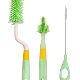 FunBlast Silicone Baby Bottle Cleaning Brush Set 3 Pieces - Green-70