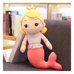 Little Hunk Soft Plush Mermaid Princess Doll with Crown Stuffed Toy for Girls, Pink Tail Cuddly Bedtime Toy Gift for Kids - 30 cm (Coral)-28