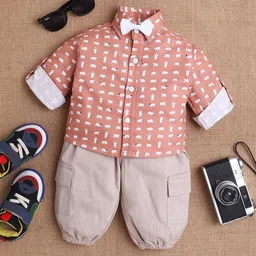 MeeMee Kids Printed Short Sleeves Pure Cotton Shirt With Joggers-34