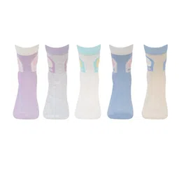 Bonjour Girls Pack Of 5 Printed Cotton Crew-Length Socks-39