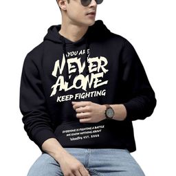 WOOSTRO Men Cotton Typography Printed Hooded Sweatshirt-image-9