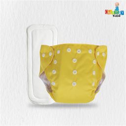 Chinmay Kids Plain Diapers With White Inserts  Size Adjustable Baby Cloth Button Diaper - Washable/Reusable Nappies for Infants & Toddlers, 8 X 8 inch, White Insert image 2