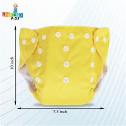 Chinmay Kids Plain Diapers With White Inserts  Size Adjustable Baby Cloth Button Diaper - Washable/Reusable Nappies for Infants & Toddlers, 8 X 8 inch, White Insert image 3