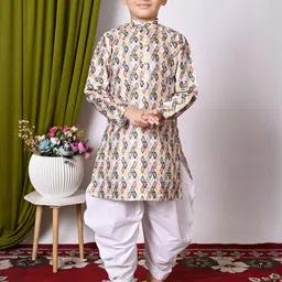 TAKE STYLE Boys Multi Dupion Silk Embroidered Kurta Sets-picture-48