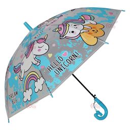 KARBD Translucent Unicorn Auto Open Kids Umbrella with Whistle - Light Blue image 4