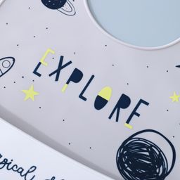 fab n funky Silicone Bib With Space Print-  Grey image 4