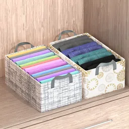 Kuber Industries Grey 2 Pieces Printed Foldable Drawer Organisers-29