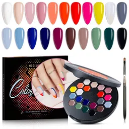 Modelones Color Cube 21 Colors Nail Polish Palette with Brush 21g - Warm or Cool 64A-57